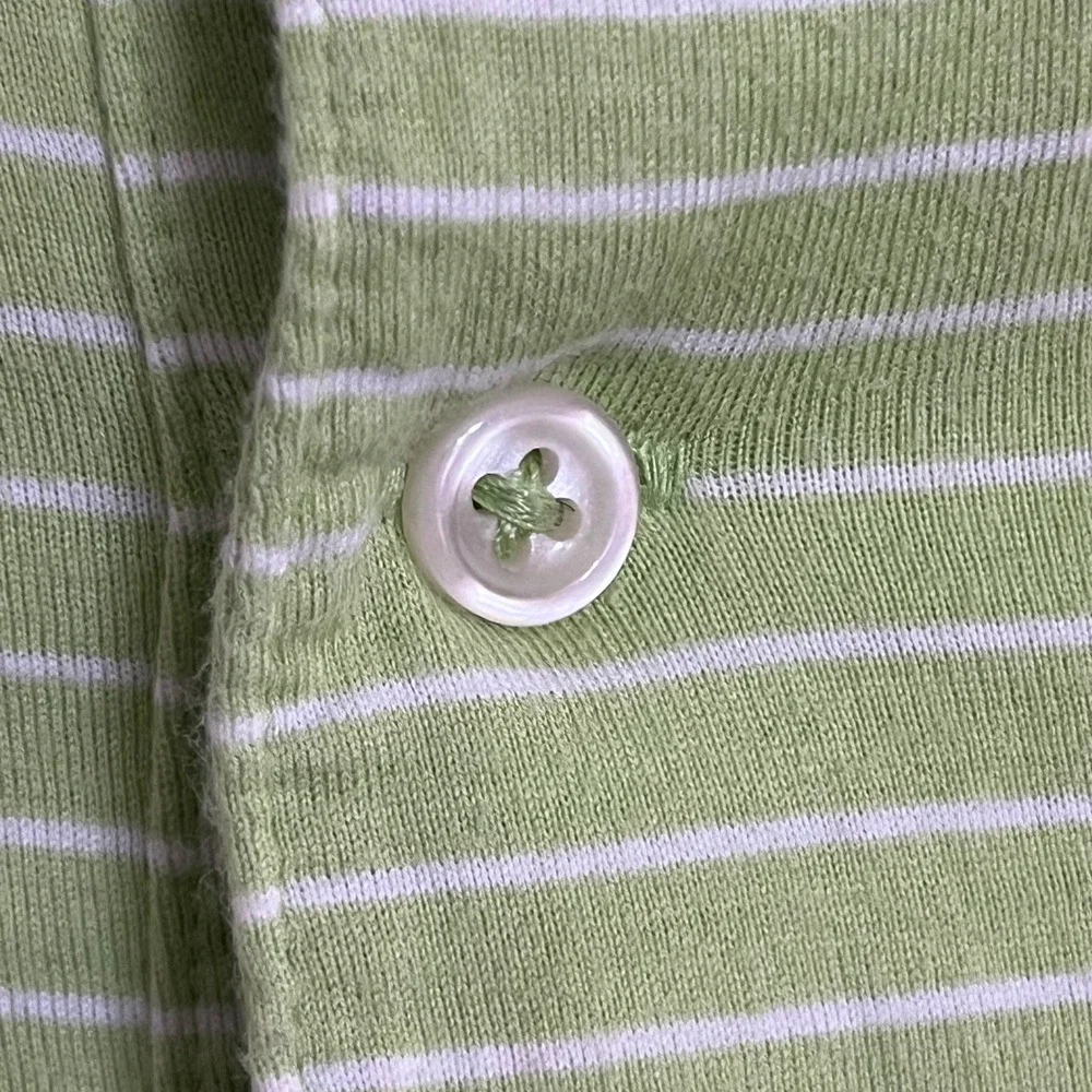 Polo Ralph Lauren Mens Lime Green White Striped Pima Cotton Polo Shirt Size M